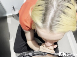 Blonde teacher gives a blowjob before fucking