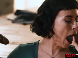 Hot Olive Glass interracial threesome