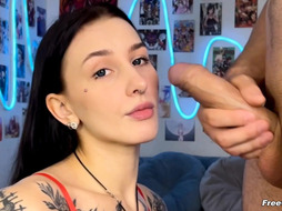 Tattooed Woman Sucks Dick Before Getting Ass Fucked