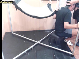 Greedy DILF in sling gets fucked after deepthroating BJ