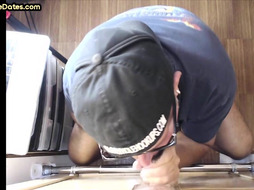 Greedy gloryhole DILF sucks hard white dick in homemade POV