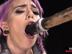 Squirting BDSM petite babe pussytoyed by masters toy