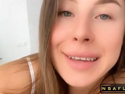 Morning Rubbing of a Creamy Pussy on the Couch