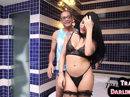 Stunning Latina TS gets assfucked by her BF in bathroom