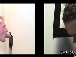 Fooled straight gets secret gloryhole gay BJ after casting