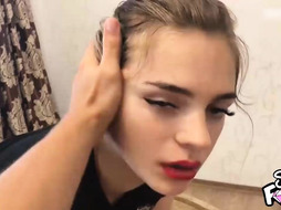 LADY GAGA Passionate Blowjob with Red