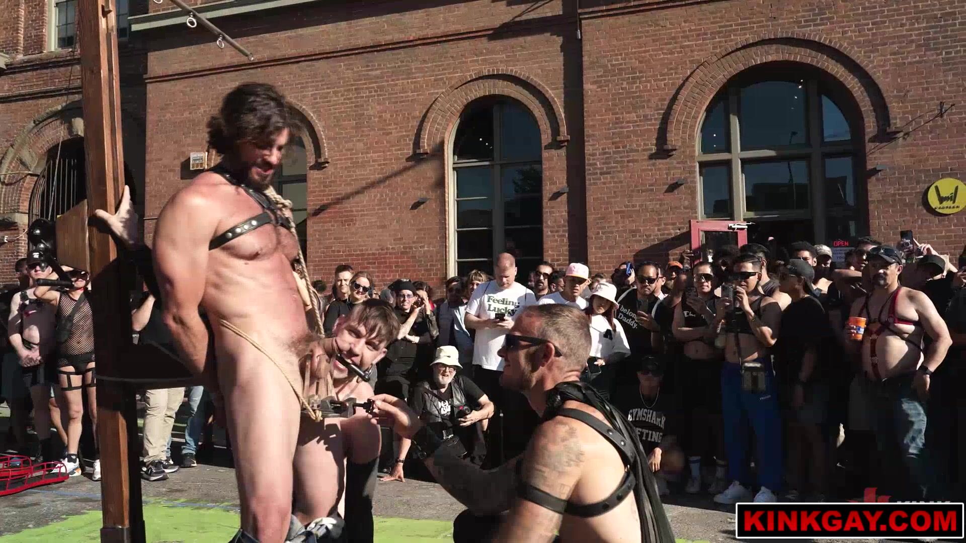 Vander has courageously volunteered to perform in front of this kinky crowd...