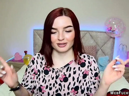Redhead webcam girl performing