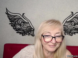 Blonde amateur mature with glasses