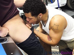 Muscle boss shows his appreciation to a hunky employee