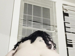 Goth girl twerks herself numb waiting