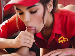 McDonald’s crew skips burgers for hot doggy and messy facial fun (AI-Generated)