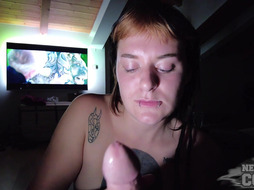Tattooed Babe Masturbates & Blows