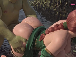 Swamp ogre cock chokes fairy bride hard then blows monster load over her face