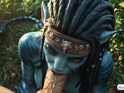 Pandora moonlight guides blue anime Avatar babes to taste human cock