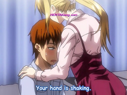 Blushing blonde step sinks down and bounces hard on thick cock • Exclusive Hentai (Subbed)
