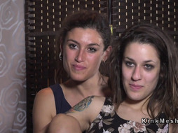 Slaves whipped and fucked in public bar